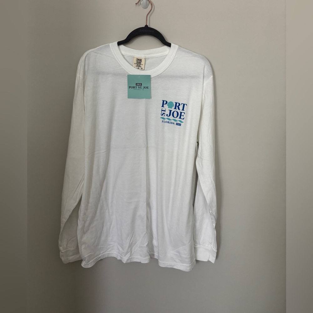 Port St. Joe Apparel Co. Comfort Colors White Long Sleeve Tee Size L NWT -
